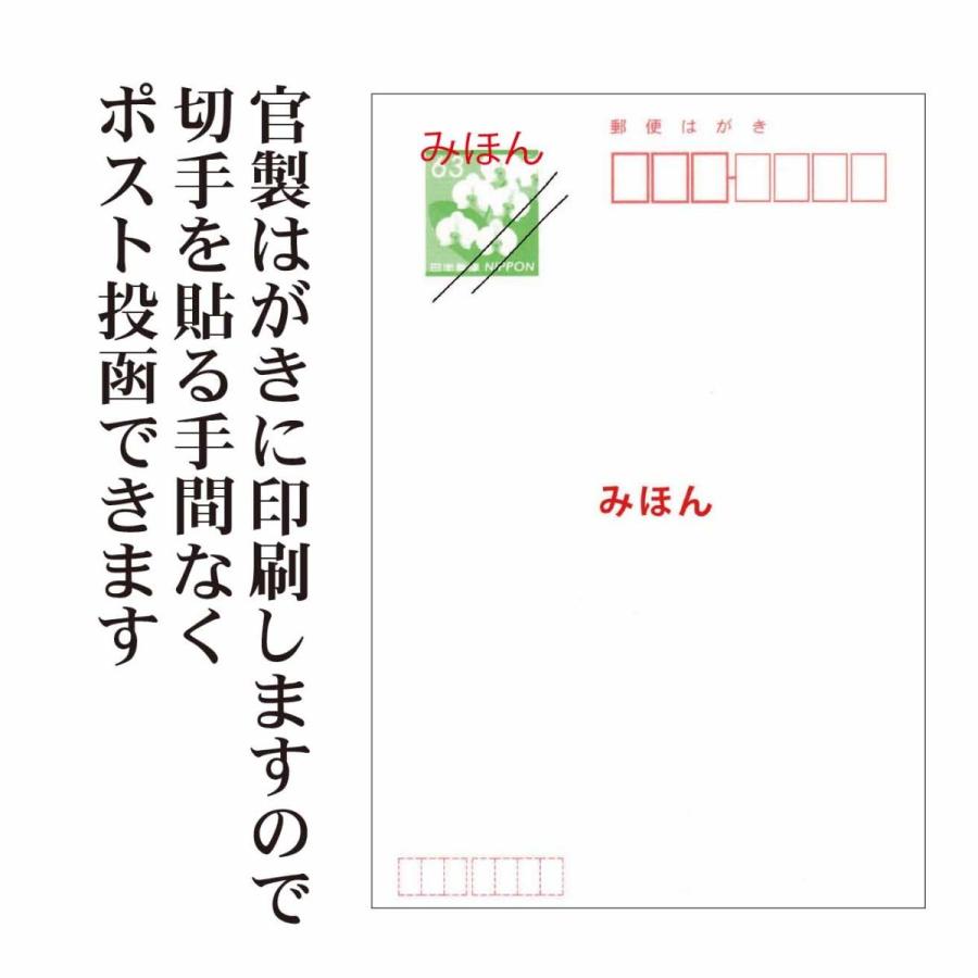 喪中はがき印刷　10枚〜　官製はがきに印刷　切手不要でポスト投函　官製はがき代込み価格　印刷前に校正でデザイン・文字を確認できます