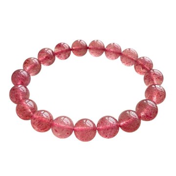 紅潤草莓晶手鏈女小眾招桃花天然草莓晶水晶手串單圈圓珠時尚飾品