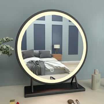 帶燈的化妝鏡梳妝臺鏡子輕奢放桌子上的帶補光大號可翻轉臥室家用