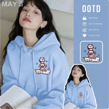 【2天出貨】寬鬆版連帽T 女  連帽T  厚磅大學T  連帽衫衛衣  保暖刷毛T  秋冬女帽T  遮肉顯瘦