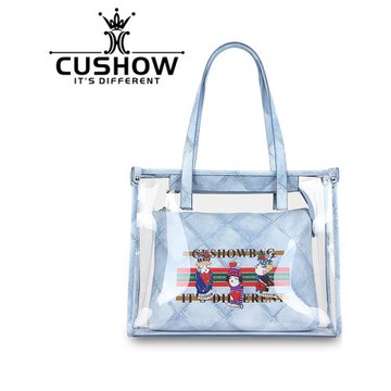 卡秀原創印花果凍子母包2025春新款百搭透明女包大容量托特單肩包