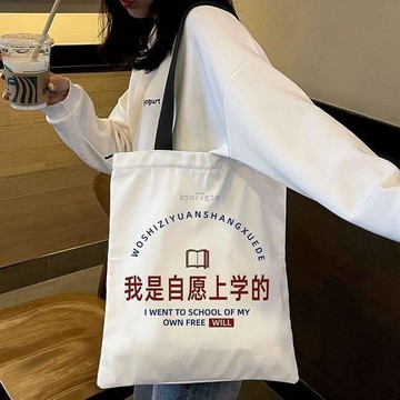 【隔曰到貨】帆布包 發瘋文學 便攜書袋 帆布包 側背包 手提包 單肩包 帆布袋