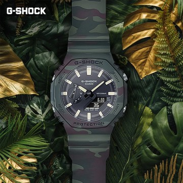 CASIO 卡西歐 G-SHOCK 迷彩 八角電子錶 套錶 母親節送禮推薦 GAE-2100WE-3A