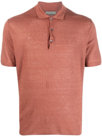 Corneliani - short-sleeve linen polo shirt - men - Linen/Flax - 56 - Brown