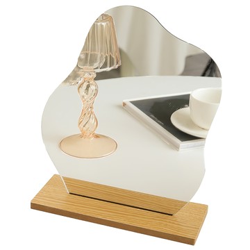 ins風木質底座不規則鏡子  顏色隨機  1個