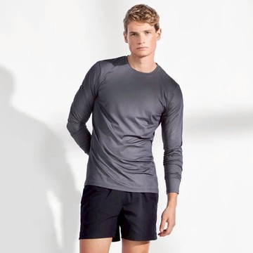 Long-Sleeve Active 長袖經典圓領速乾除臭T-鋼鐵灰 XL