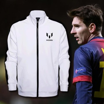 梅西巴薩外套Messi足球拼接運動服健身寬松透氣開衫立領休閑衛衣