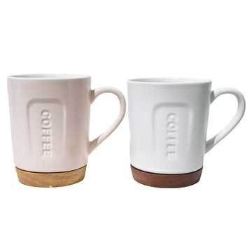 JUST HOME 木青木底陶瓷馬克杯2入組  顏色隨機  1組