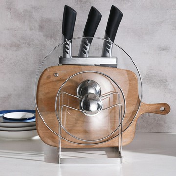 不銹鋼扁條刀板架鍋蓋菜板置物架廚房多功能放鍋蓋架刀架砧板架子