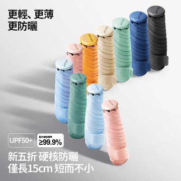 貝斯迷你15CM輕小便攜黑膠防紫外線防曬口袋傘超輕130克女太陽傘