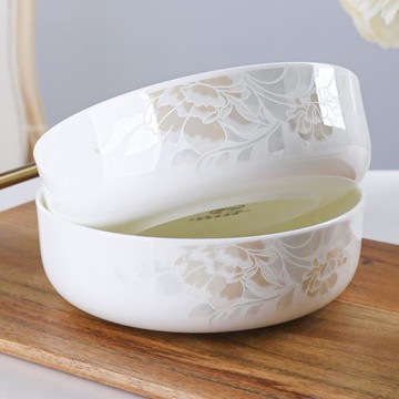 6個裝骨瓷菜盤家用菜碗6英寸加深窩盤網紅深口碟子蒸雞蛋羹深盤