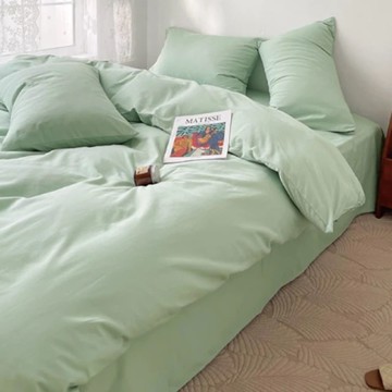 Aaron艾倫生活家 經典素色舒柔棉床包被套3件組  被套 + 床墊套 + 枕套  單人  薄荷綠