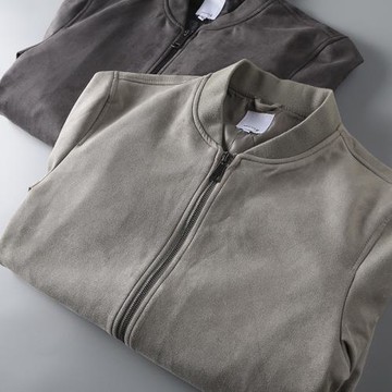 外貿撿漏一線剪標 高端麂皮絨 秋季新款男士純色棒球領夾克外套潮