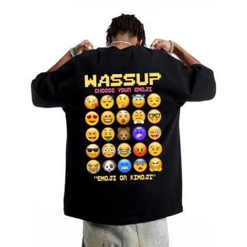 WASSUP美式潮牌印花純棉重磅短袖t恤男女生夏季寬松情侶體恤上衣