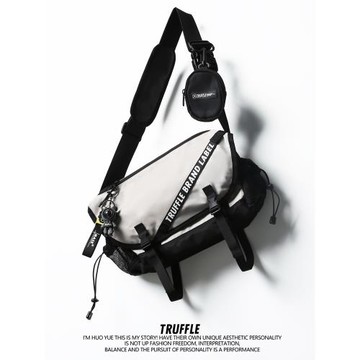 TRUFFLE日系白色斜挎包男潮牌單肩包女輕便工裝挎包學生通勤包包