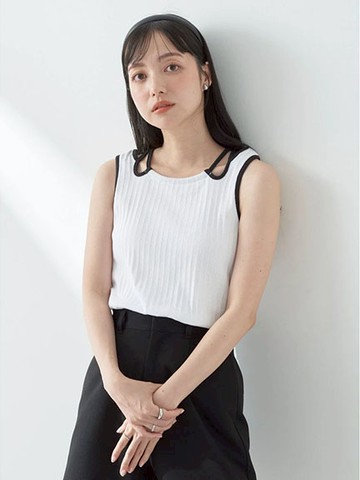 後肩帶交岔設計配色背心(1L42L1B0300) - earth music&ecology