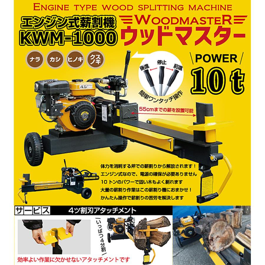 和コーポレーション KWM-1000 エンジン式薪割機 ウッドマスター 10t KWM1000