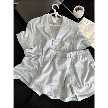 高級蝴蝶印花冰絲夏季睡衣女款2025新款家居服短褲短袖可外穿套裝