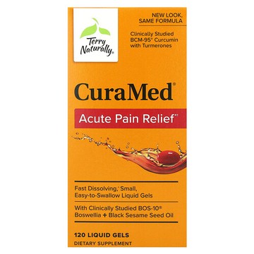 Terry Naturally, CuraMed，急性疼痛緩解，120 粒液體凝膠