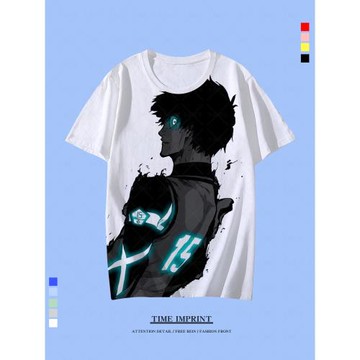 藍鎖痛衣短袖T恤藍色監獄二次元半截袖潔世一衣服蜂樂回Z隊體恤衫