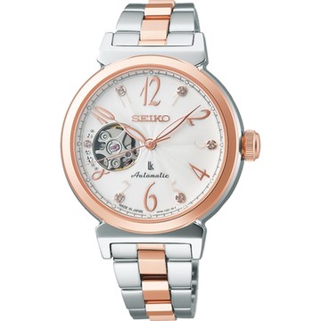 SEIKO 精工 LUKIA系列 時尚開芯鏤空半金機械錶-女錶(SSVM060J)34.6mm SK008