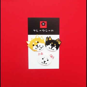 【亮面貼紙】柴犬【3 款圖案 × 各 5 枚，共 15 枚】