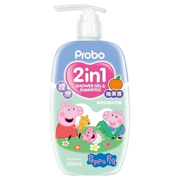 Probo 博寶兒 佩佩豬 植萃洗髮沐浴露 柚果香氛  500ml  1瓶