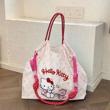✨元氣新品✨日系ball chain波點kitty環保購物袋斜挎帆布包通勤單肩包大容量TMLP
