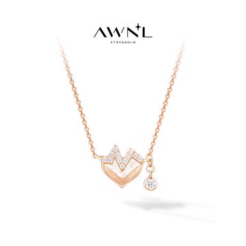 【七夕禮物】AWNL北歐M隕石星動項鏈女款玫瑰金心形吊墜送女友