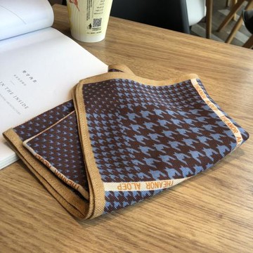 韓系洋氣小方巾棉質絲巾女韓版保暖護頸巾千鳥格圍巾春秋新款領巾