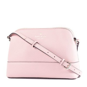 KATE SPADE 鵝卵石紋拉鍊斜背包-霧玫粉