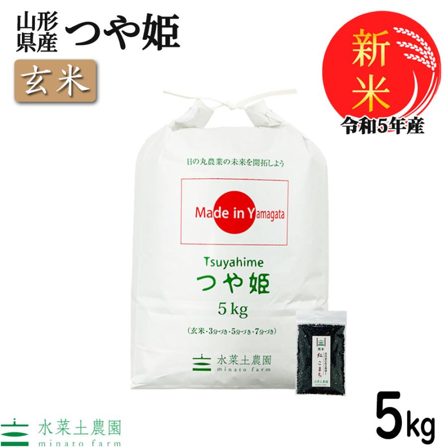 新米 米 お米 米5kg 玄米 つや姫 令和5年産 山形県産 古代米お試し袋付き