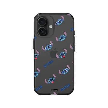iPhone 16 Clear (相機按鈕) 酷墨灰 - 迪士尼-史迪奇 Disney Stitch - 史迪奇 Stitch - Cool Pattern