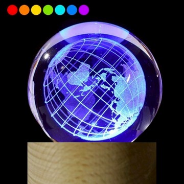 【All Splendid】炫彩水晶球小夜燈 地球 交換禮物 女友禮物 生日禮物燈 情人節 兒童房 LED燈座_廠商直送