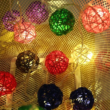 WallFree窩自在★3米藤球燈 聖誕燈 裝飾燈( 藤球 棉球燈 聖誕燈 裝飾燈  聖誕布置 竹編燈 球燈 燈串 漫婚禮生日兒童房間佈置 聖誕樹球串燈 )