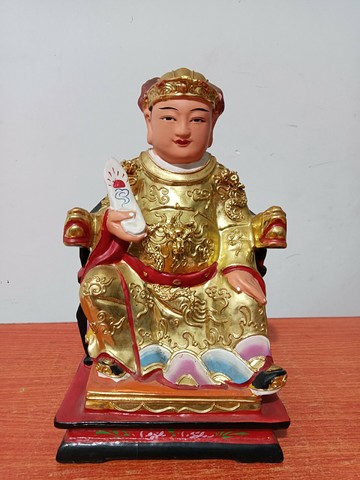 舊木雕，灶君，灶王爺，高約26厘米，底座寬15厘米，深12厘