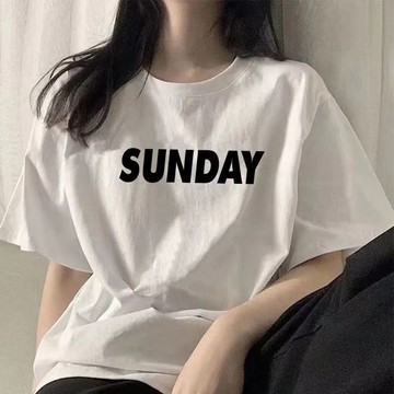 胖胖美依 短袖上衣 T恤 上衣 S-2XL正肩圓領短袖t恤夏季新款寬鬆百搭顯瘦學生印花半袖休閒上衣-7693.