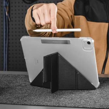 【適用最新2025】iPad 11/10.9吋 Facet 全方位支架透明背蓋保護套(A16/A14) 黑色