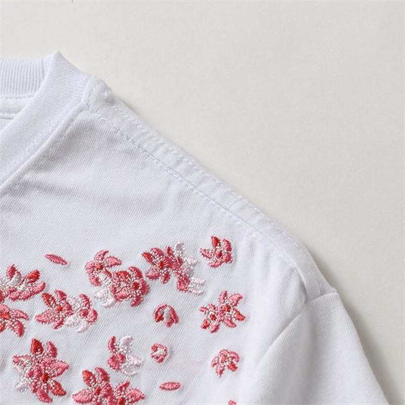 和柄刺繍 半袖Tシャツ メンズ ピンク鯉 和柄 Tシャツ 華鳥風月