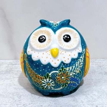【青韻靈鴞】日本九谷燒貓頭鷹 | 青綠盛