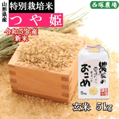 ふるさと納税 最上町 令和5年産 新米 特別栽培米つや姫　玄米 5kg　山形県産　西塚農場のお米