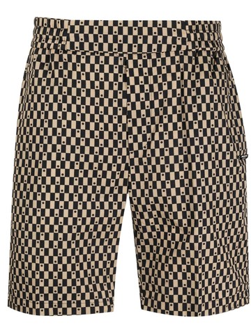 costume national contemporary - logo-plaque checked dotted shorts - men - Cotton/Cotton/Elastane - 48 - Neutrals