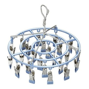 小綠豆居家百貨 不鏽鋼防滑防風衣夾 24夾  藍色  1個