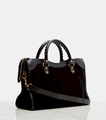 Balenciaga Le City Medium leather-trimmed suede tote bag