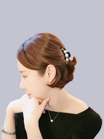 韓國發飾頭飾發夾 頂夾 發卡簡約成人女珍珠亞克力馬尾發夾 抓夾