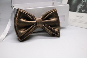 复古金色三折领结/真丝双层重工艺蝴蝶结