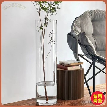 【擺飾 玻璃花瓶】特大號簡約玻璃花瓶 網紅百搭水養富貴竹 圓形魚缸 直筒玻璃花瓶 擺件 花器 花瓶 魚缸 玻璃魚缸 魚缸