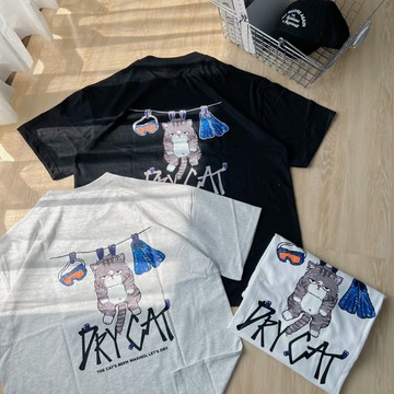 【MasCool】DRY CAT貓咪短袖 短T 短袖TEE 短踢 素踢 落肩 T恤 T-SHIRT 寬鬆