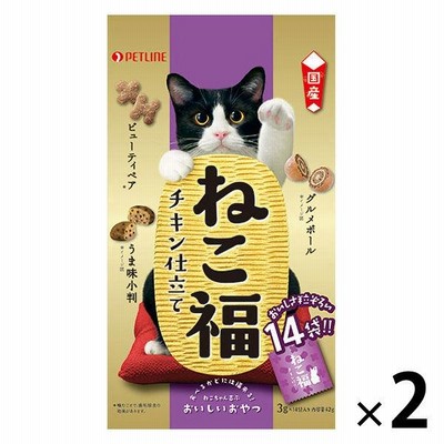 ねこ福 チキン仕立て 国産 3g×14包 2袋 ペットライン 旧日清ペットフード キャットフード おやつ