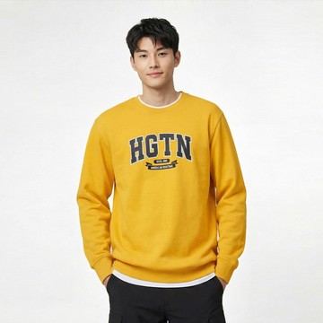 Hang Ten- 經典LOGO貼布繡大學T-男(黃色)